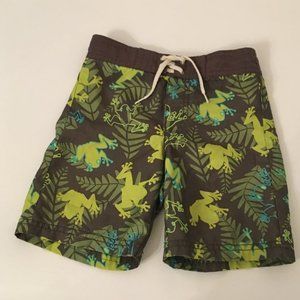 Lime green tree frog fern boys swim trunks 2T